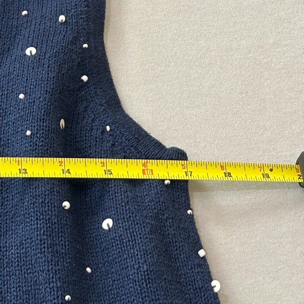 Vintage Breckenridge Navy Blue Snowman‎ Sequin Zip Up Vest Women's Medium